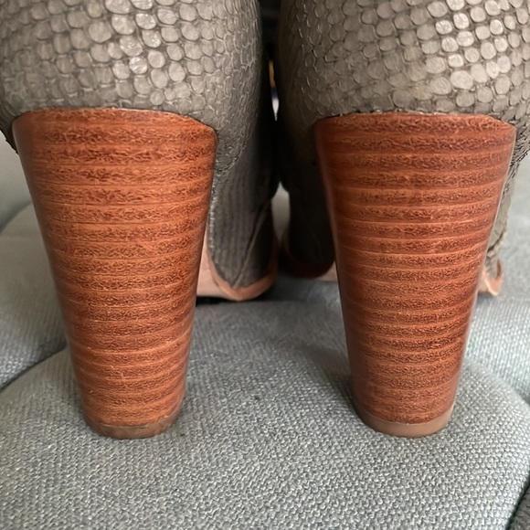 Joie Grey Snakeskin Heeled Ankle Boot - Picture 4 of 15